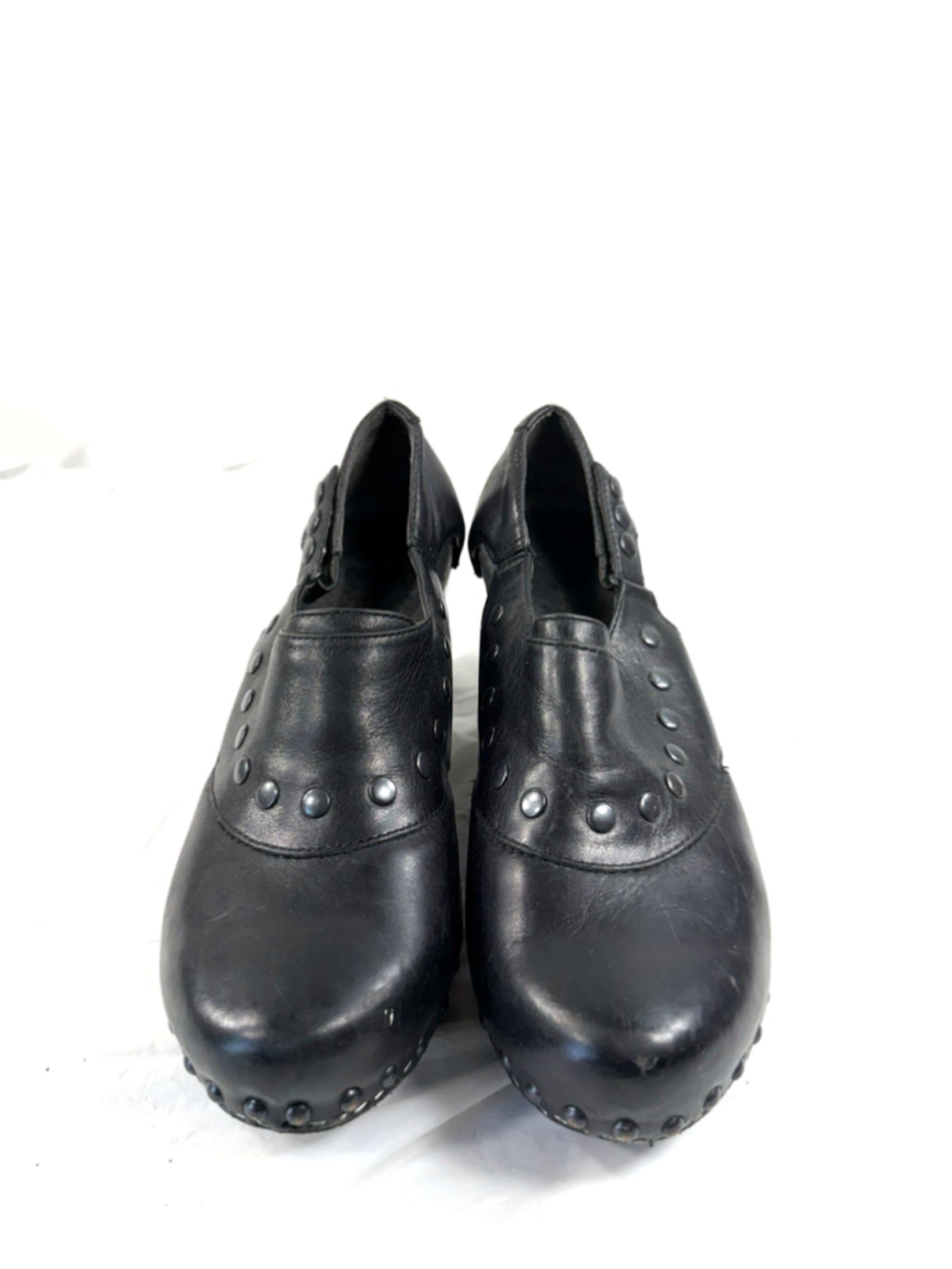 Dansko Womens Ryder Clog Pumps Size 39 8.5 Black Leather Block Heel Studded Shoe